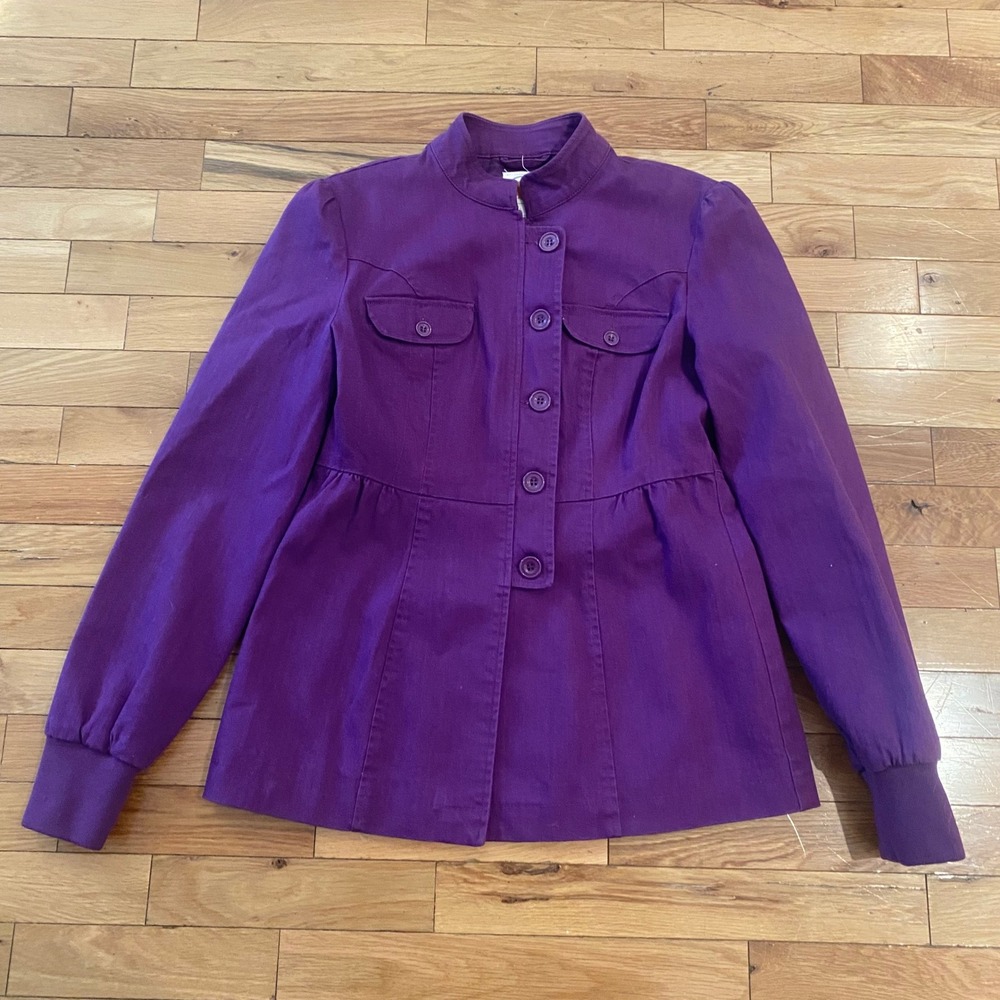 Tulle by‎ Anthropologie Purple Button Up Peplum Jacket Size M